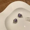 Stud Earrings Trend Romantic Rhinestone Heart For Women Girls Simple Compact Purple Love Earring Female Fashion Jewelry