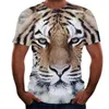 T-shirt męski Nowy nadruk zwierząt 3D T-shirt Tiger krótki rękaw męski lw T-shirt swobodny nowy wilk pies męski