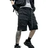 Short masculin short cargo tactique avec des courroies masculines harajuku shorts de robes de technologie occasionnels streetwear homme hip hop pantalon court bermuda homme g230316