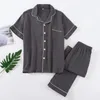 Men's Sleepwear Men's Solid Nightwear Conjunto 100% algodão Crepe Casual Nightwear