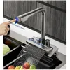 Robinets de cuisine robinet entièrement en cuivre affichage numérique Intelligent cascade eau froide et eau extractible levier unique