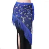 Stage Wear Class Belly Dance Clothes Black Mesh Base Long Fringes Triangle Sequins Belt Bellydannce Hip Scarf For Gilrs