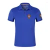Mens Polos Football Portugal 2023 Męskie lato oddychane solidne koszule polo drukowanie krótkiego rękawa Wygodne ubrania