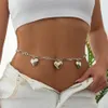 Unikt Big Love Heart Pendant Midja Belly Belt Chain Women Summer Beach Bikinis Body Chain Y2K Festival Accessories