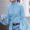 Women's Blouses Vintage Lantern Sleeve Shirts Women 2023 Stand Kraag Wit Blouse Fashion Cotton Elegante knop Tops Blusas 19179
