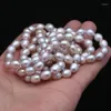 Catene annodate a mano 8-9mm Collana di perle coltivate d'acqua dolce di riso viola 76cm Gioielli di moda