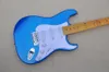 Metal Blue Electric Guitar with Yellow Maple Fretboard SSS Pickups Customizable