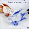 Oggetti decorativi Figurine Cristallo Pesce rosso Figurina in miniatura Vetro fatto a mano Animale Artigianato Decorazioni per la casa Regalo Pesce Gingillo Ornamento Dhn3P