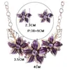 Chaînes émail ensembles de bijoux mode géométrique cercle femmes accessoires cristal fleur Costume collier boucle d'oreille ensemble