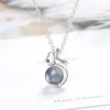 Pendant Necklaces Natural Blue Moonstone Cute Mouse Pendants For Women Girl Party Gift Necklace JewelryPendant