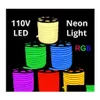 2016 Led Strips Ac 110V Neon Rope Strip Single Color 50 Meter Outdoor Waterproof 5050 Smd Light 60Leds/M With Power Supply Cuttable At 1M Dhpyk