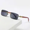 Sonnenbrille 2023 Designer neu Bedrucktes Holzbein quadratisch rahmenlos Mode Business Herren- und Damen-Premium-BrilleKajia Neu