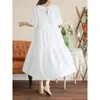 Party Dresses Bohemian White Dress Long Women Summer V-neck Embroidery Lace Hollow Out Maxi Robe Elegant Vintage Mid Femme Clothing