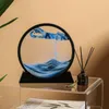 Dekorativa figurer 3D Moving Sand Art Picture Round Hourglass Mountain Sandscape Motion Display Flödande målning Hem Desk Decor Lamp