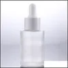 Commercio all'ingrosso 30 ml di olio essenziale di vetro per reagente liquido pipetta contagocce bottiglia piatto shoder cilindrico trasparente/smerigliato/ambra goccia