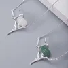 Ketten 925 Sterling Silber Jade Chinesischen Ethnischen Stil Halsketten Für Frauen 2023 Nette Vogel Zweig Anhänger Choker Schmuck Kette XL042