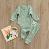 Clothing Sets born Infant Baby Boys Girls Winter Clothes Cotton Knitted Ribbed Sun Print Long Sleeve Bodysuits Casual Pants Toddler Outfits 230317