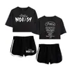 Womens duas peças calças Kpop Straykids Stray Kids No Fasal Noeasy Album Short Sleeve Top Top Surit Surit