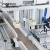 Zonesun Máquina de capeamento de garrafas de bebida de pulverização automática de bomba com alimentador de tampa vibratória para linha de produção