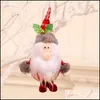 Christmas Decorations Tree Pendant Plush Hanging Ornaments Santa Reindeer Snowman Doll With Bells Party Xbjk2209 Drop Delivery Home Dhyj9