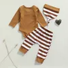 Clothing Sets -07-02 Lioraitiin 0-18M Infant Baby Girl Boy 3Pcs Thanksgiving Day Outfits Long Sleeve Letter Print Romper Turkey Pants Hat 230317