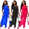 Casual Dresses Summer Beach Wear Sheer Mesh Dress for Women 2023 Sexig remmar ärmlös Backless Slit Bodycon Club Tvåbit Set Robe Femme