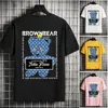 T-shirt pour hommes T-shirt à manches courtes en vrac Mode pour hommes Dessin animé Vêtements d'été Marque de mode Petit ours T-shirt à manches courtes pour hommes