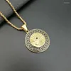 Pendant Necklaces Hip Hop Rock Round Stainless Steel Horus Eye Pendants For Men Rapper Jewelry Gold Color Drop