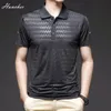 Men's Polos Huncher Golf Shirts Polo Shirt For Men Summer Gym Sportswear Ice Fabric Lapel Tops Male Elastic Quick Dry Slim Fit T-Shirt 230317