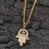 Collane con ciondolo Eye Hand Iced Out Bling PendantNecklace Mirco Pave Prong Setting For Men Hip Hop Jewelry BP049