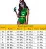 Women's Tracksuits 2023 Women Rave Holographic Bodysuit Mini 2Pcs Hologram Metallic Crop Top And Shorts Outfits For Dance Party Clubwear