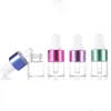 Clear Amber 1ml 2ml 3ml 5ml Glass Dropper Bottles with Colored Lids And Pipette Sample Vials