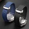 Watch Bands High-Quality Rubber Strap 20mm For O-mega 300 Watchband Band Folding Clasp Curved End Wristwatches Belt