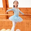 Stage Wear Ballet Dance Dress For Girls Fairy Tutu Skirt Costume Long Sleeve Pink Leotard JL1846