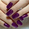 Falsas Nails 24 unids brillante marrón oscuro prensa en falso con pegamento de gelatina DIY largo artificial cubierta completa herramienta de manicura