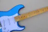 Metal Blue Electric Guitar with Yellow Maple Fretboard SSS Pickups Customizable