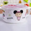 Bowls Three Sets Of Bone China Preservation Instant Noodle Bowl With Lid Microwave Sealed Lunch Box Plastic Ceramic Kirean