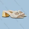 Luxus-Designer-Damen-Slipper, Doppel-G-Ausschnitt, ineinandergreifende Sandale mit hohem Absatz, Leder, flache Rutsche, Slip-On-Obermaterial für Herren, Sommer- und Strandmode-Sandalen