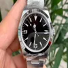 Nuevo Explore II Automático 2813 Movimiento Cristal de zafiro Esfera negra 316 Banda de acero inoxidable Reloj masculino Monor Hemmo301Q