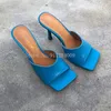 Slippers 2023 وصول النساء الموضة عالية الكعب في الصنادل شرائح إصبع قدم مربع زلة على البغال أحذية امرأة الصيف