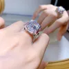 Smeraldo taglio 13*20mm lab anello di diamanti da laboratorio 100% reale 925 sterling in argento feste nuziali anelli per uomini che uomini fidanzati gioielli