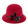 2023 Women Hats Wedding Church Elegant Vintage Bowknot Wool Ladies Hat Female Bow Bowler Flower Sun Hat Elegant Fedoras Cap