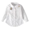 Kids Shirts Arrival Girls White Blouse Fall Cute Long Sleeves Children Cartoon Shirts Girl Blouses Cat Teenager School Clothes Kids Tops 230317