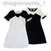 Basic & Casual Dresses designer Designer Spring and summer new fashionable classic triangle decoration black white contrast slim versatile dress