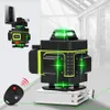 Niveau Laser 3D/4D à 2 batteries, auto-nivellement automatique, croix horizontale et verticale à 360 degrés, niveau Laser vert Super puissant