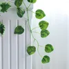 Fiori decorativi 200CM Piante artificiali Rattan Creeper Foglia verde Lvy Ghirlanda per la decorazione domestica di nozze Fai da te Appeso fogliame finto