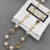 Women Chains Necklace Designer Jewelry Womens Necklaces With Pearl Gold Chain New Letters Flower Accessories Designers Ladies Retro 2303177F