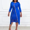 Robes décontractées Tsxt 2023 Style Africain Femmes Solide Couleur Dentelle Irrégulière Maigre Robe Sexy Lady O-cou Pleine Manches Moulante Au Genou