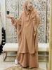 Roupas étnicas Ramadan 2 peças Jilbab Long Khimar Conjunto abaya Mulheres muçulmanas Oração de vestuário dubai vestido saudita 2 conjuntos de saia eid niqab 230317
