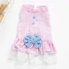 Cat Costumes Princess Lace Sleeve Fancy Dresses For Small Dogs Plaid Bow Tie Western Style Pet Clothes XXL Sweet Blue Kitten Skirt